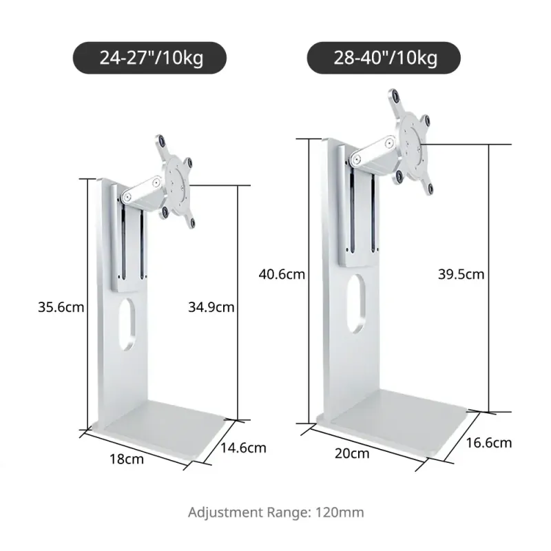 Kuycon-yleisVESA-jalusta – säädettävä jalusta 24"–40" näytöille, VESA 100×100